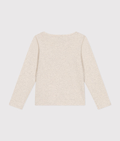 GIRLS' LONG-SLEEVED RIB KNIT T-SHIRT