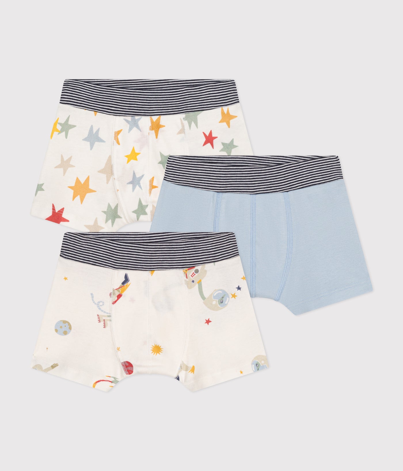 CHILDREN'S SPACE-THEMED COTTON BOXERS - 3-PACK