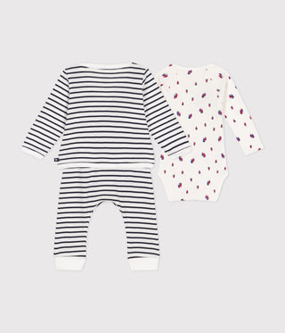 BABY BOY'S ORGANIC COTTON CARDIGAN, PANTS & BODYSUIT 3-PC SET IN ICONIC STRIPES