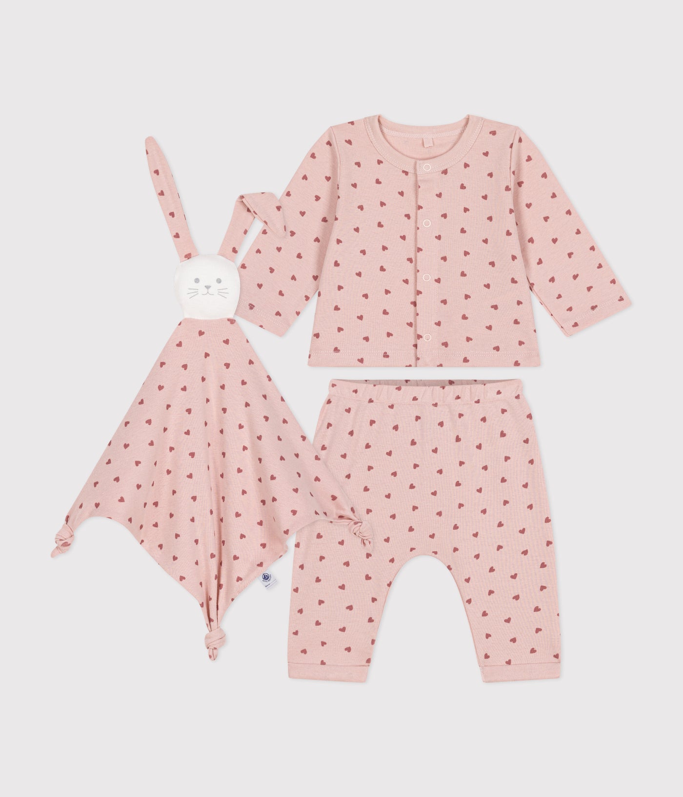 BABIES' COTTON CARDIGAN, TROUSERS AND COMFORTER BOXED SET