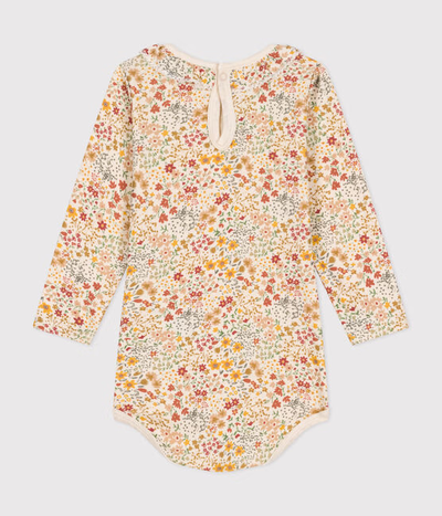 BABIES' LONG-SLEEVED BODYSUIT IN COTTON WITH A RUFF