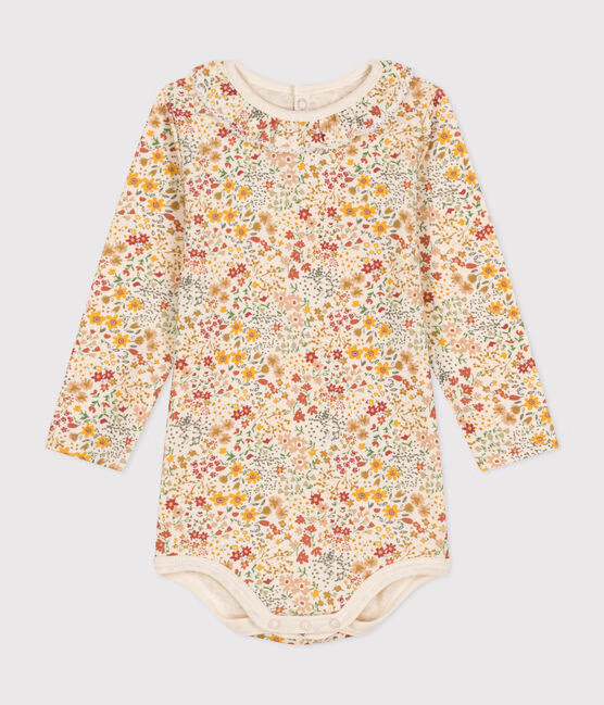 BABIES' LONG-SLEEVED BODYSUIT IN COTTON WITH A RUFF