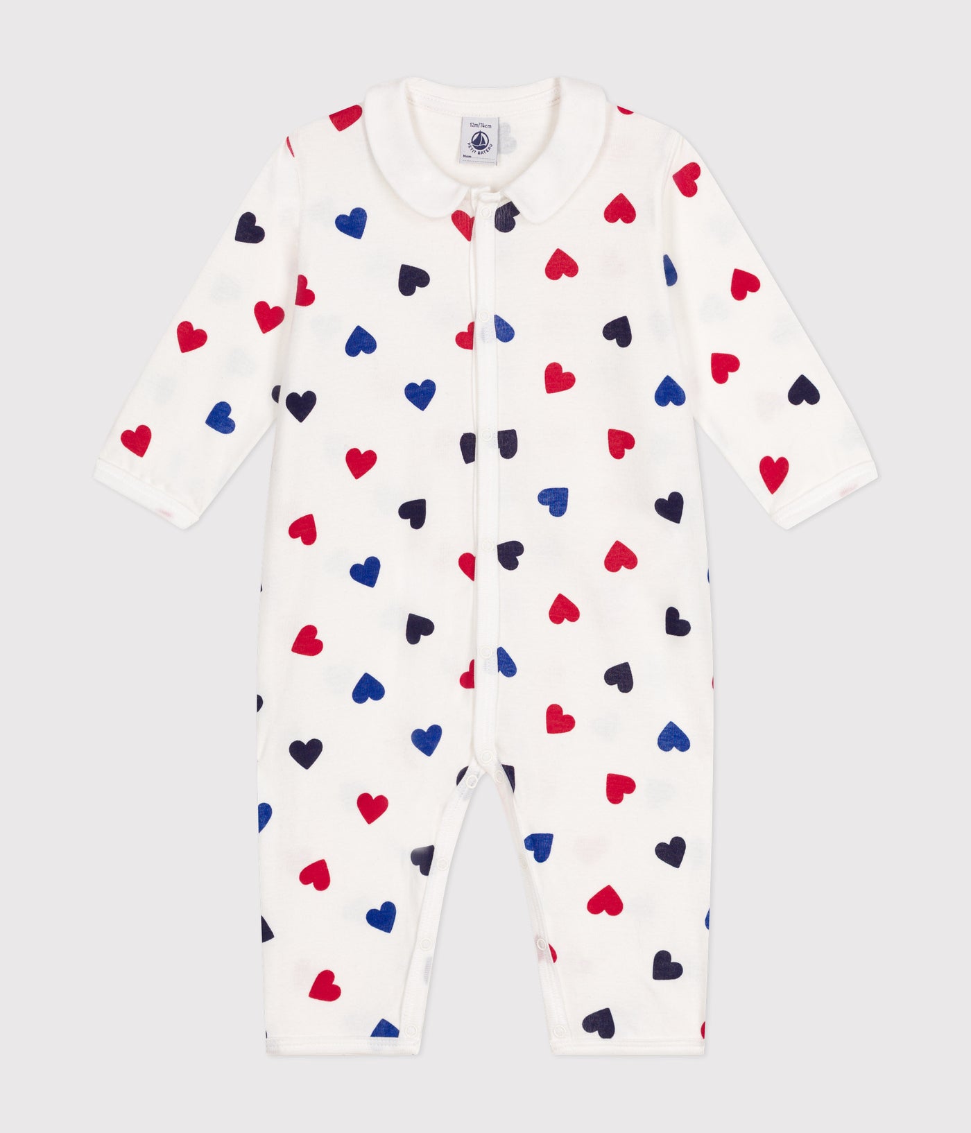 BABIE'S FOOTLESS HEART PRINT COTTON PYJAMAS