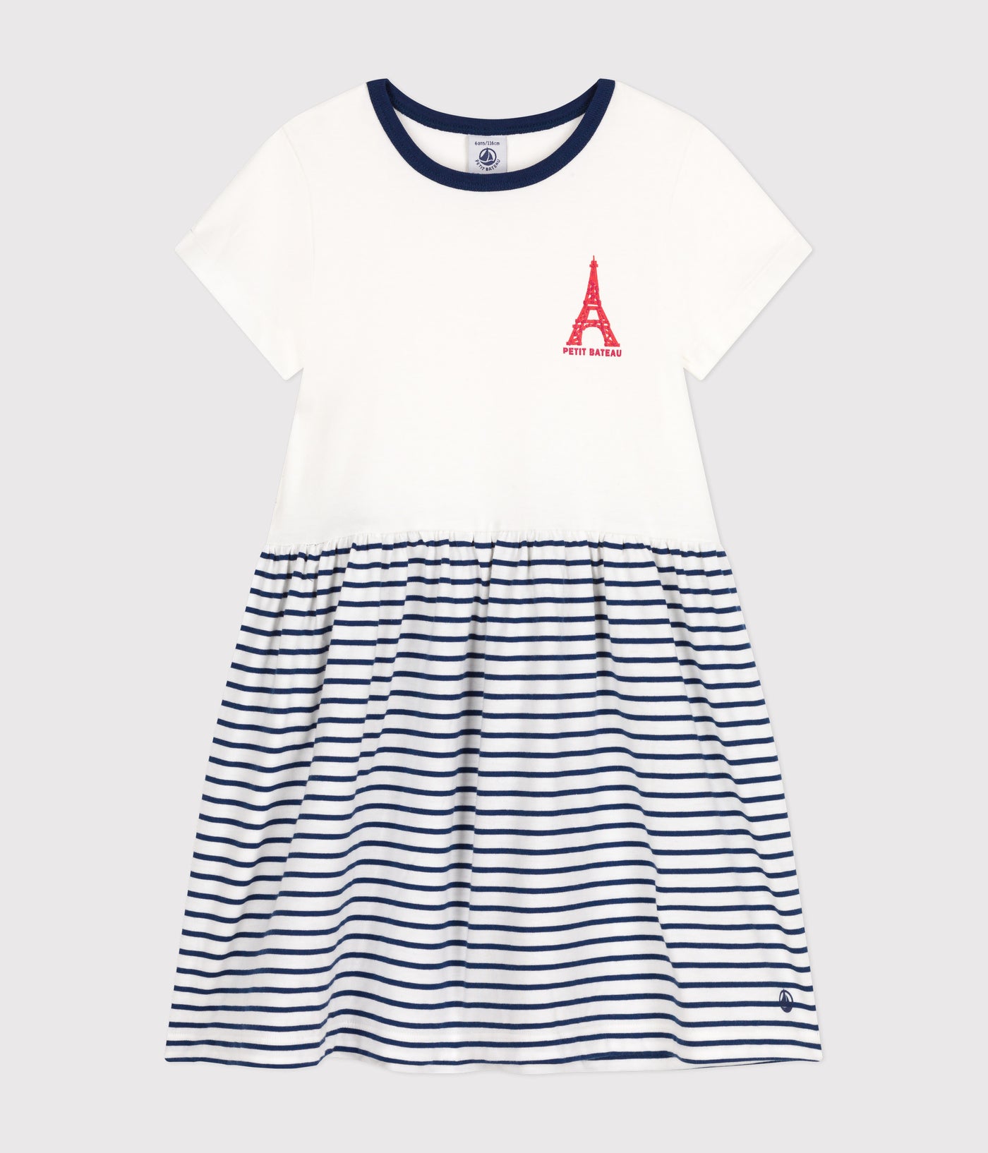 GIRLS' COTTON SHORT-SLEEVED DRESS