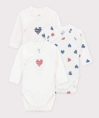 BABY UNISEX ORGANIC COTTON WRAPOVER BODYSUIT - 3-PACK