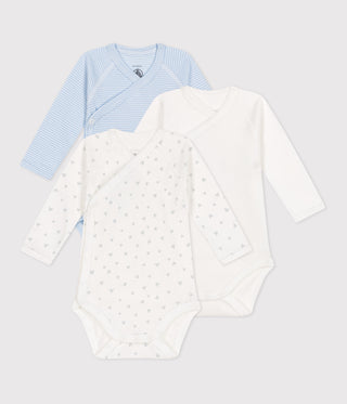 BABY UNISEX ORGANIC COTTON WRAPOVER BODYSUIT - 3-PACK