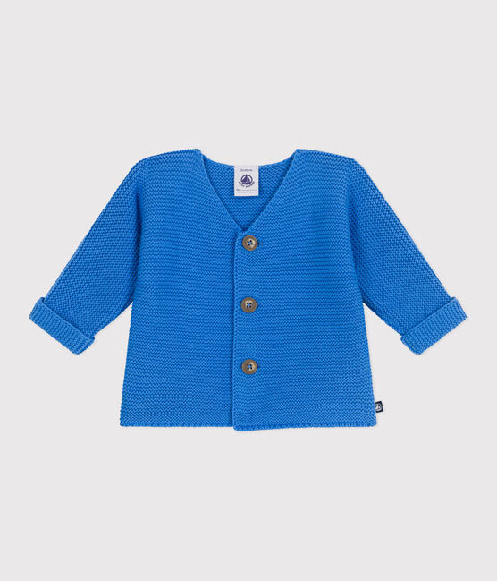 BABIES' MOSS STITCH COTTON CARDIGAN