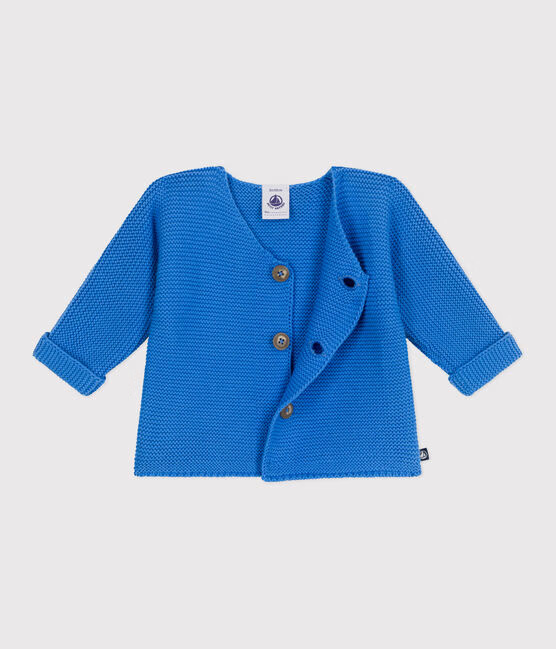 BABIES' MOSS STITCH COTTON CARDIGAN