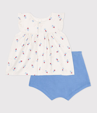 BABY GIRL'S COTTON BLOUSE AND BLOOMER 2-PC SET