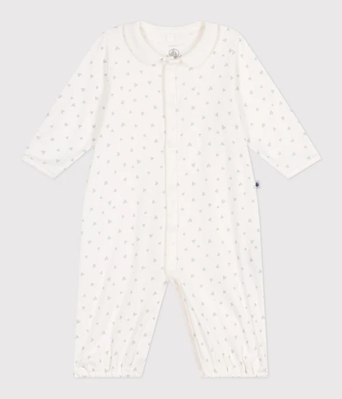 BABIES' COTTON PLAYSUIT WITH FLORAL COLLAR