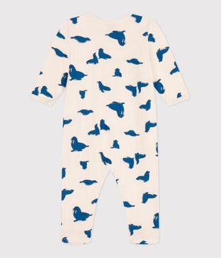 BABY BOY'S ORGANIC COTTON FOOTED SLEEPSUIT