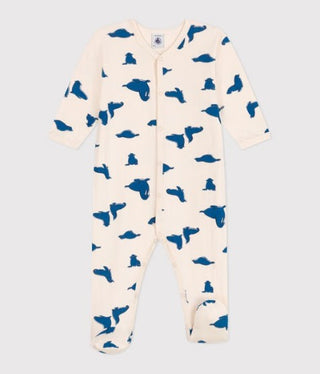 BABY BOY'S ORGANIC COTTON FOOTED SLEEPSUIT