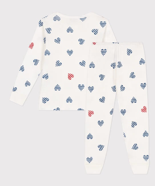 CHILDREN'S LONG SLEEVES COTTON PYJAMAS WITH HEART PRINT