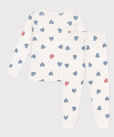 CHILDREN'S LONG SLEEVES COTTON PYJAMAS WITH HEART PRINT