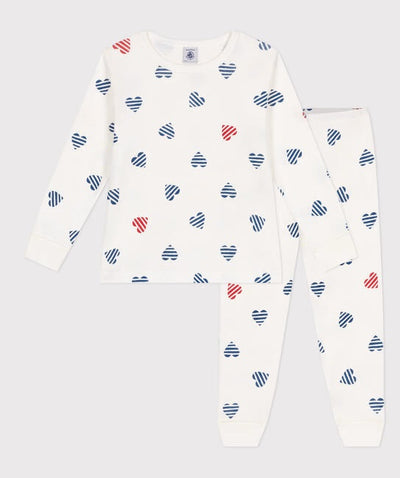 CHILDREN'S LONG SLEEVES COTTON PYJAMAS WITH HEART PRINT