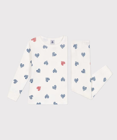 CHILDREN'S LONG SLEEVES COTTON PYJAMAS WITH HEART PRINT