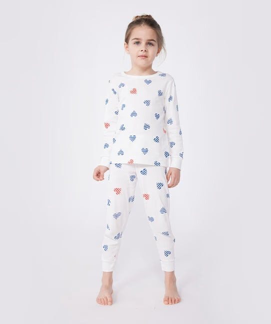 CHILDREN'S LONG SLEEVES COTTON PYJAMAS WITH HEART PRINT