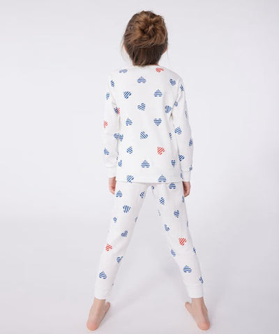 CHILDREN'S LONG SLEEVES COTTON PYJAMAS WITH HEART PRINT