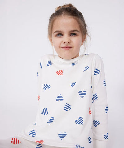 CHILDREN'S LONG SLEEVES COTTON PYJAMAS WITH HEART PRINT