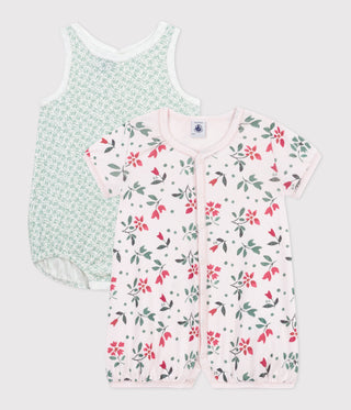 BABY GIRL'S ORGANIC COTTON ROMPERS - 2-PACK