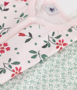 BABY GIRL'S ORGANIC COTTON ROMPERS - 2-PACK