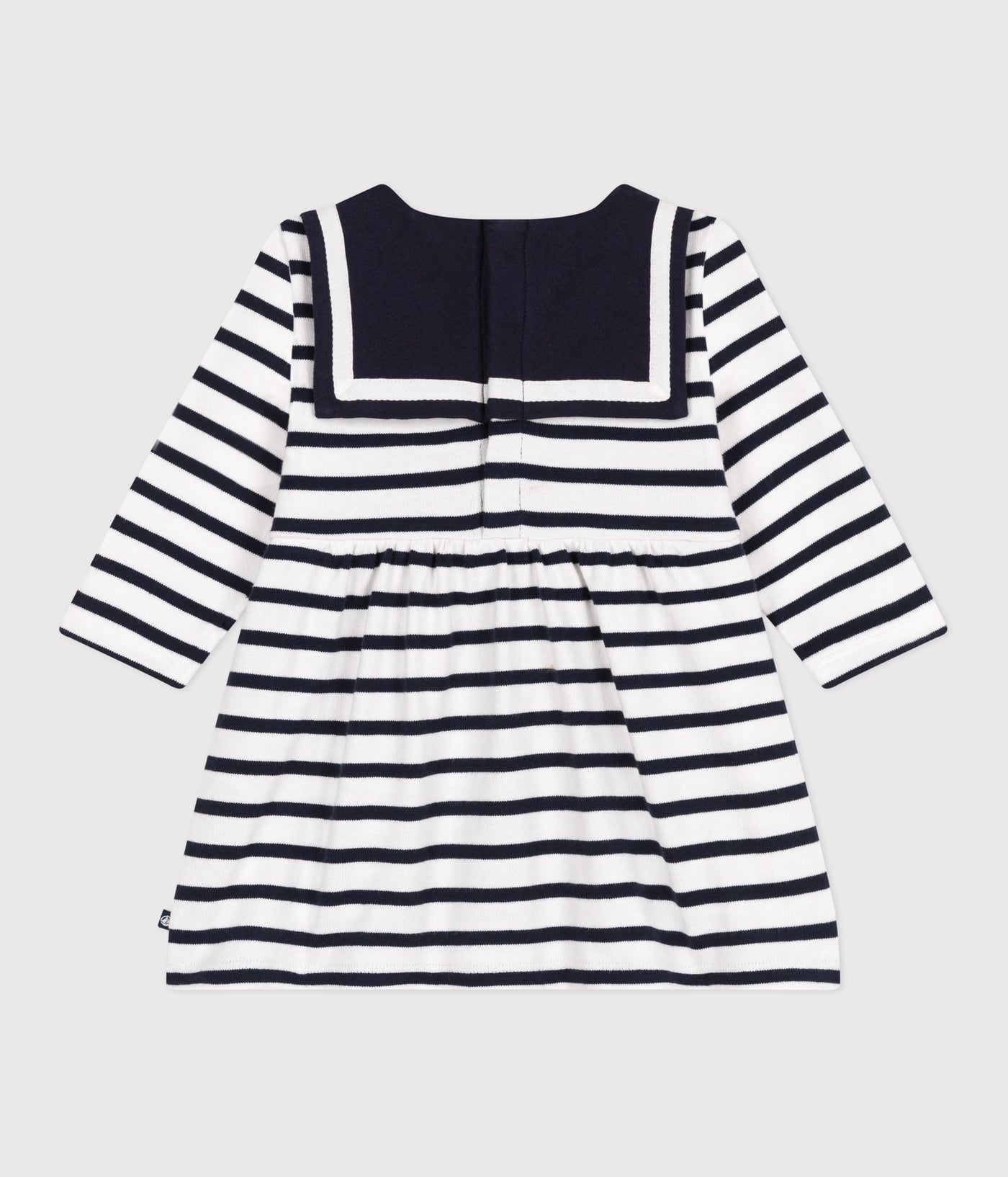 BABIES' BRETON STRIPE DRESS IN THICK COTTON WITH LONG SLEEVES