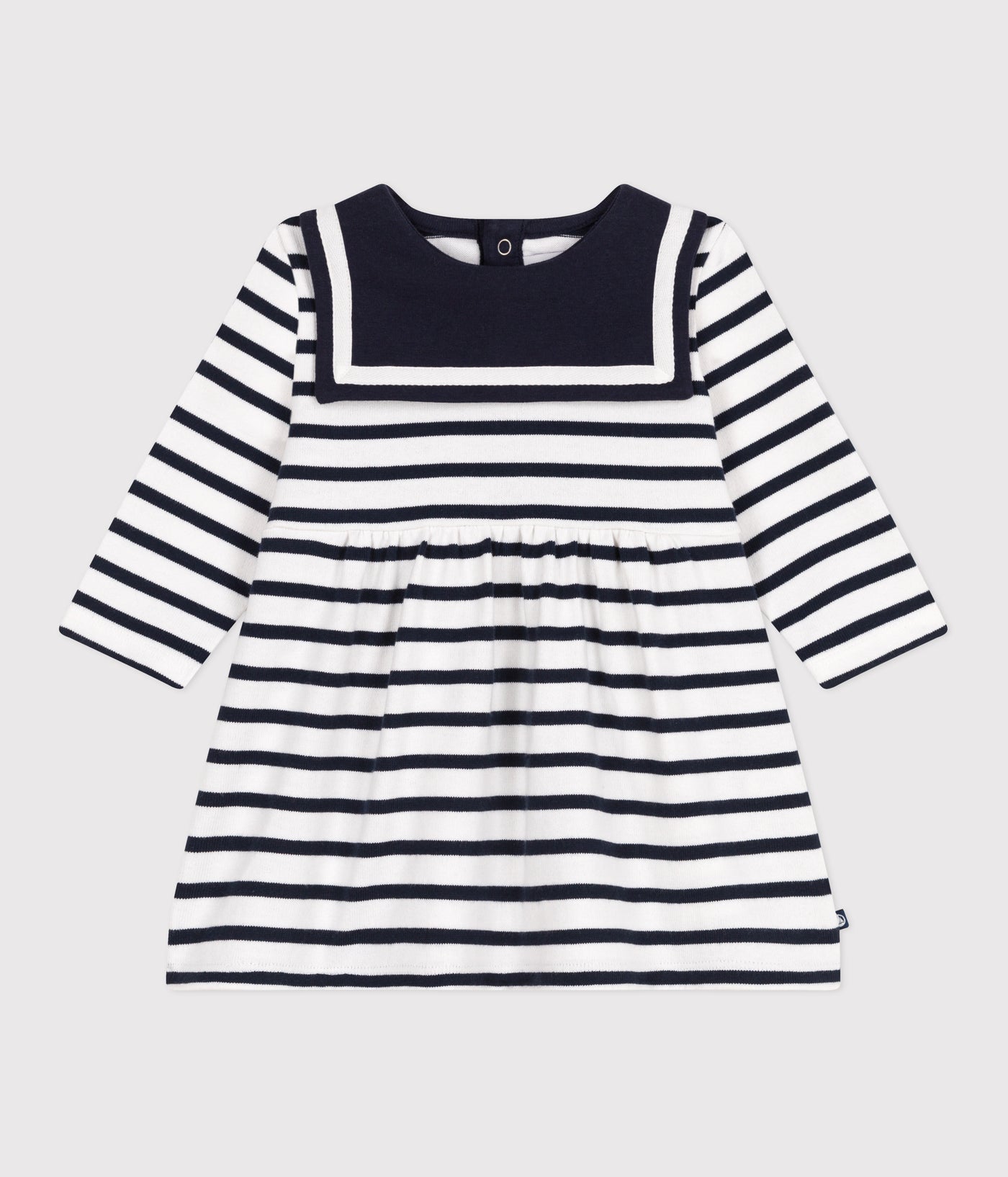 BABIES' BRETON STRIPE DRESS IN THICK COTTON WITH LONG SLEEVES