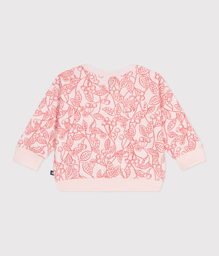 BABY GIRL'S COTTON SWEATSHIRT WITH A PINK CHERRY PRINT