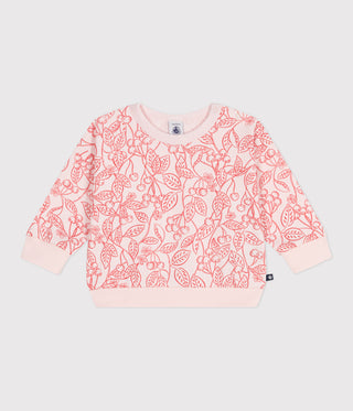 BABY GIRL'S COTTON SWEATSHIRT WITH A PINK CHERRY PRINT