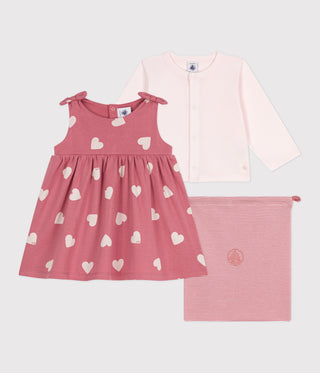 BABY GIRL'S COTTON CARDIGAN AND DRESS 2 PC SET