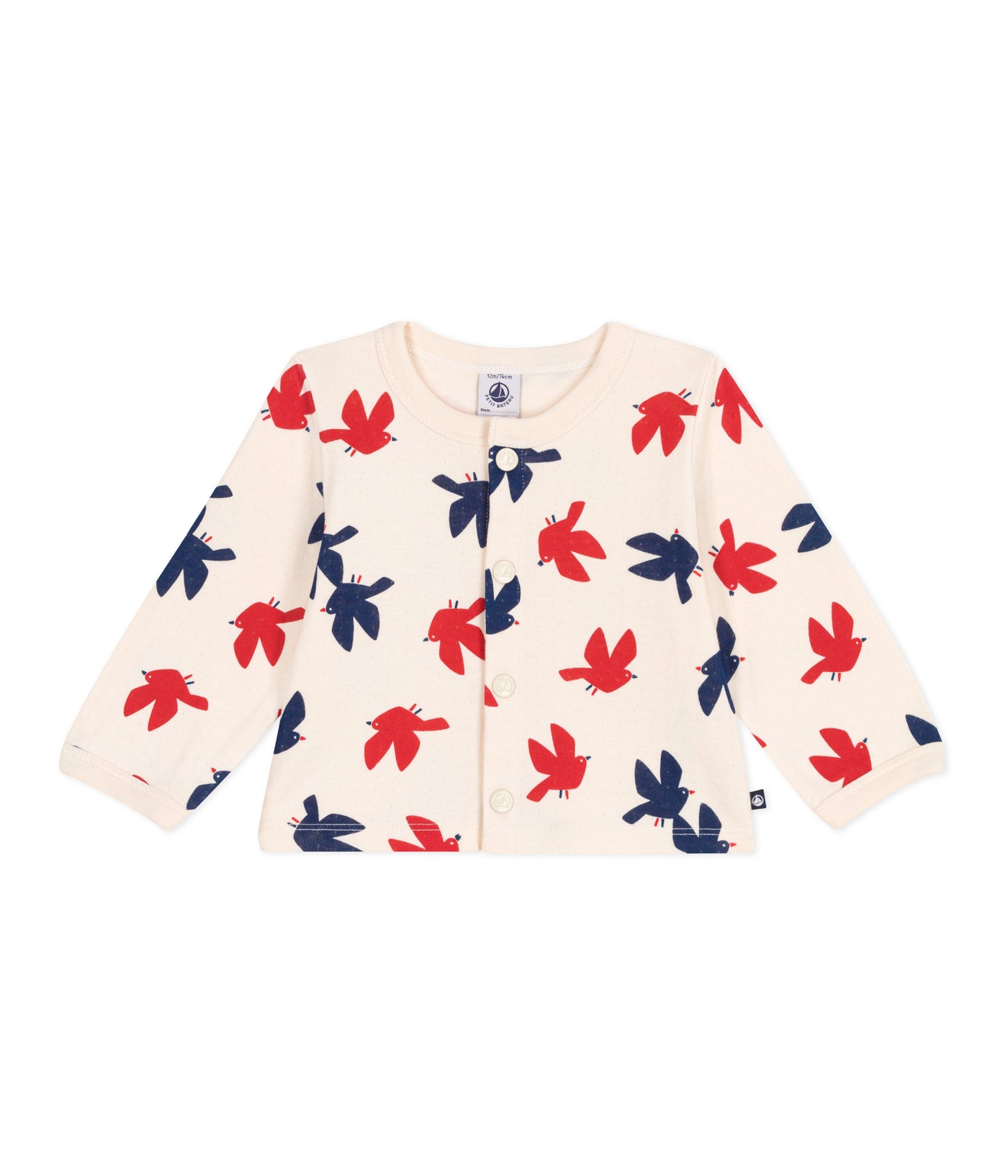 BABIES' BIRD PRINT COTTON CARDIGAN