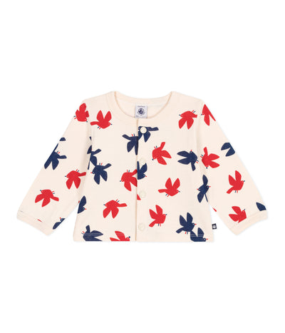 BABIES' BIRD PRINT COTTON CARDIGAN