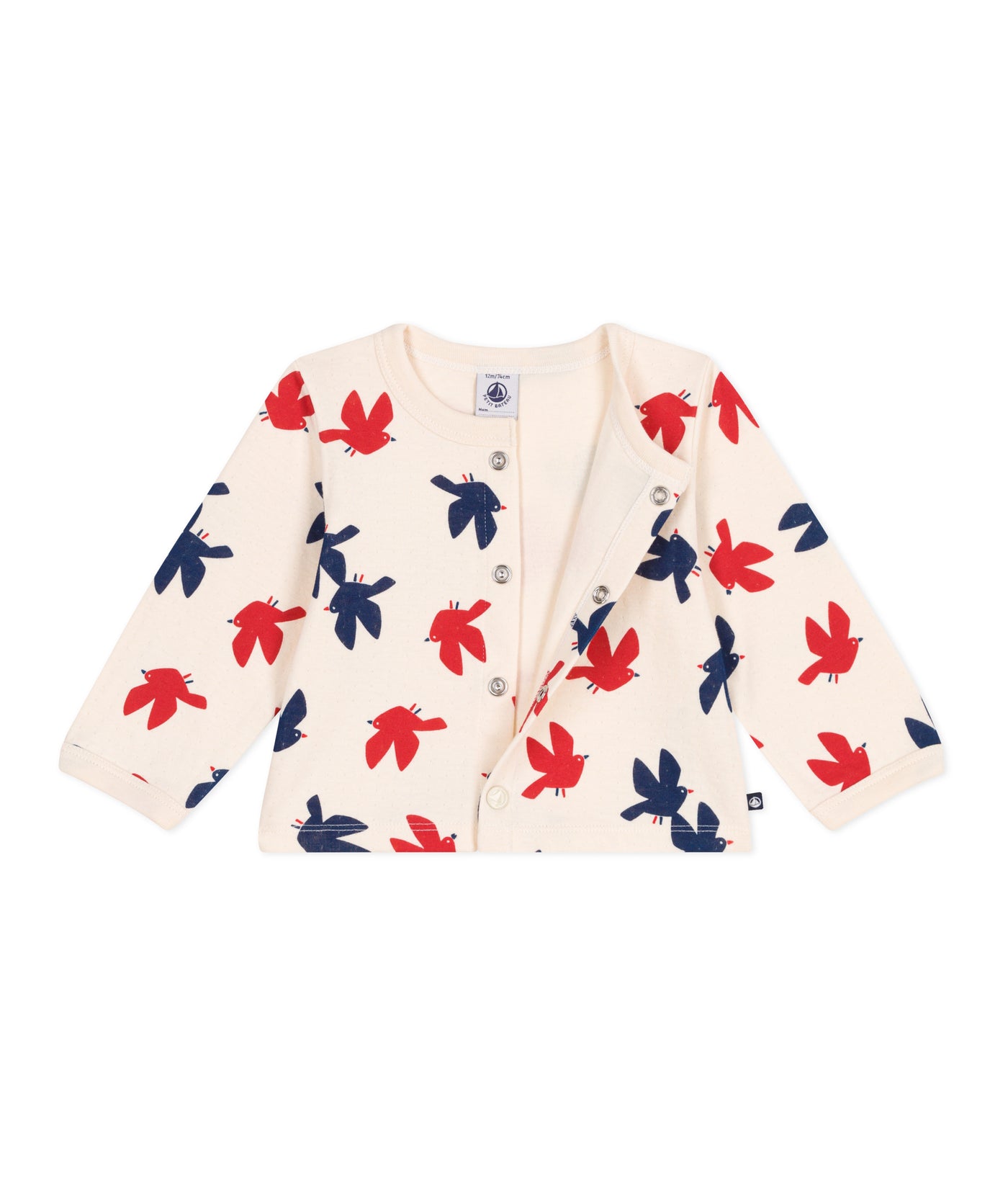 BABIES' BIRD PRINT COTTON CARDIGAN