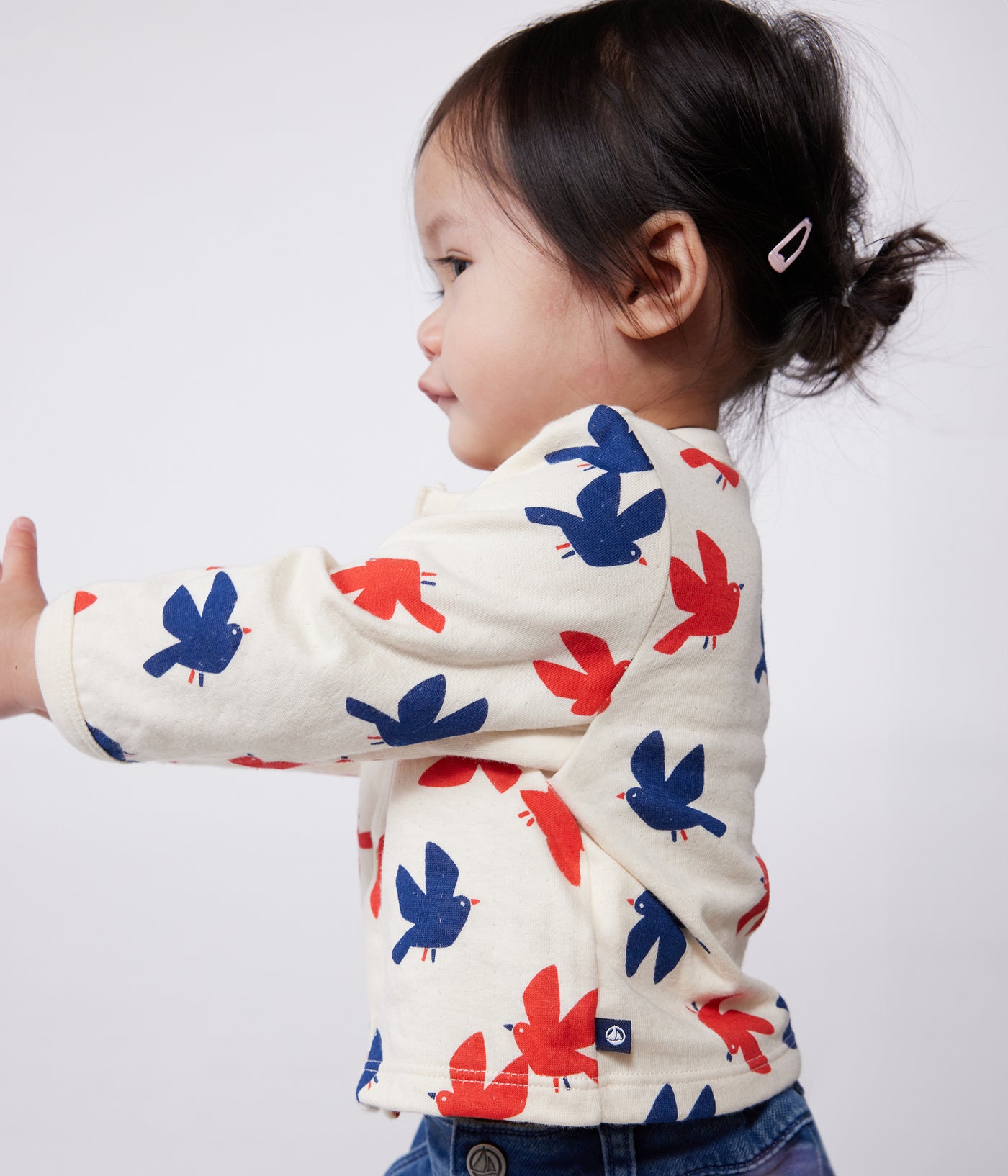 BABIES' BIRD PRINT COTTON CARDIGAN