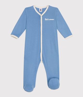 BABY BOY'S ORGANIC COTTON FOOTED SLEEPSUIT