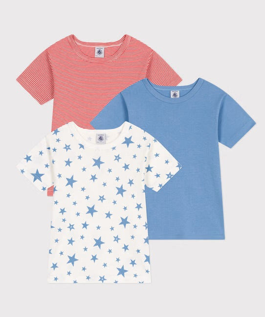 CHILDREN'S SHORT SLEEVES COTTON T-SHIRT - 3-PACK