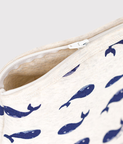 BABIES' COTTON WHALE PRINTPOUCH