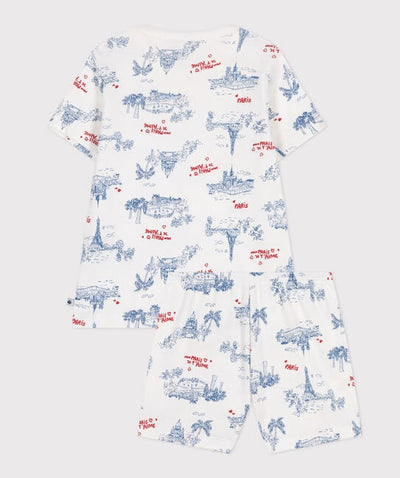 CHILDREN'S SHORT PARIS PRINT COTTON PYJAMAS