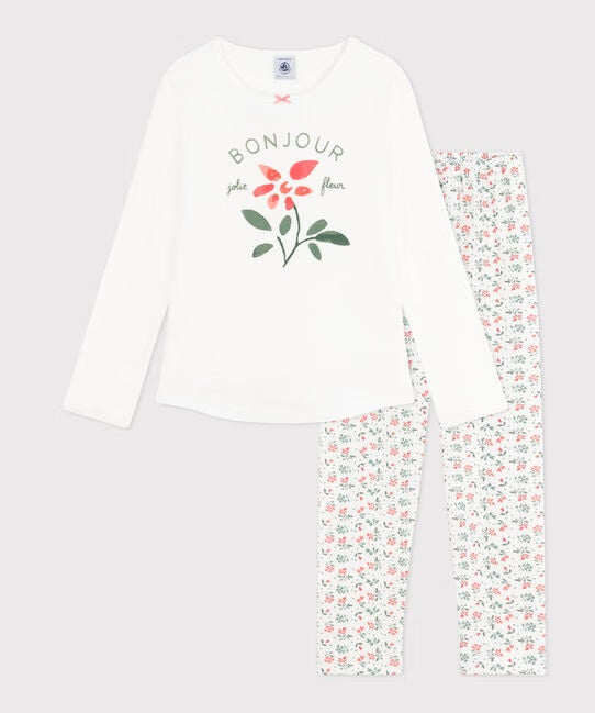 GIRL'S COTTON PYJAMAS WITH FLORAL PRINT