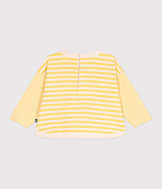 BABIES' LONG SLEEVED STRIPY COTTON T-SHIRT