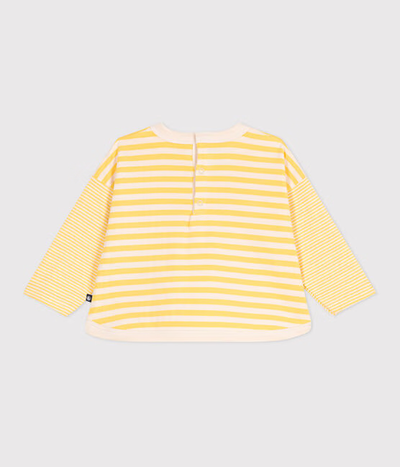 BABIES' LONG SLEEVED STRIPY COTTON T-SHIRT