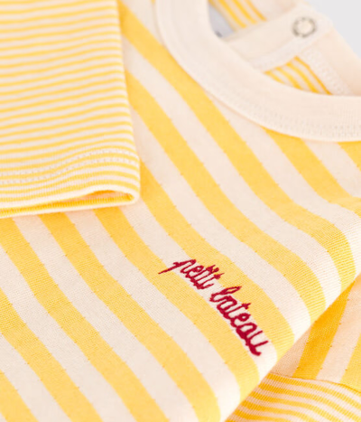 BABIES' LONG SLEEVED STRIPY COTTON T-SHIRT