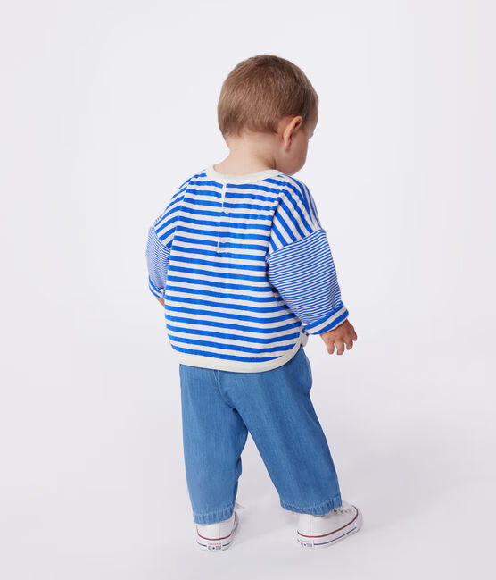 BABIES' LONG SLEEVED STRIPY COTTON T-SHIRT