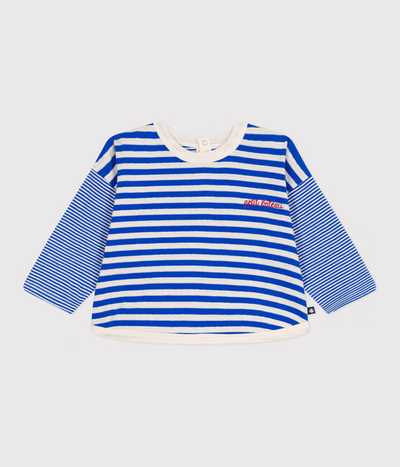 BABIES' LONG SLEEVED STRIPY COTTON T-SHIRT