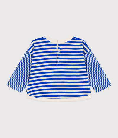 BABIES' LONG SLEEVED STRIPY COTTON T-SHIRT