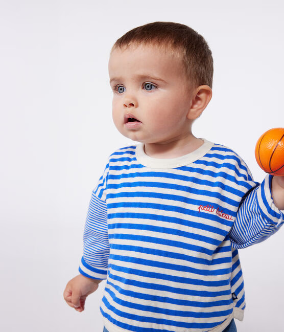 BABIES' LONG SLEEVED STRIPY COTTON T-SHIRT