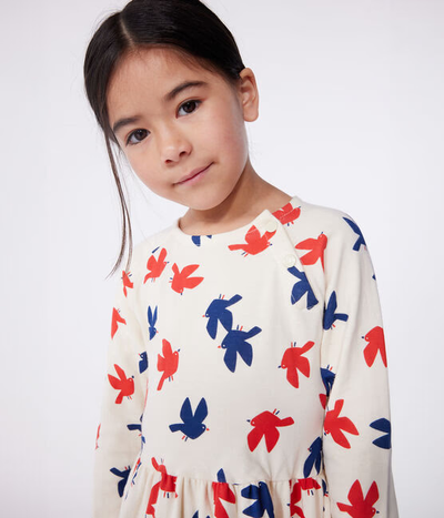 CHILDREN'S LONG-SLEEVED PRINTED COTTON DRESS