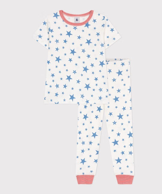 CHILDREN'S COTTON LONG SLEEVES PYJAMAS STAR PRINT