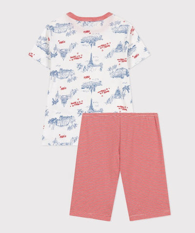 CHILDREN'S COTTON SHORT PYJAMAS PARIS PRINT