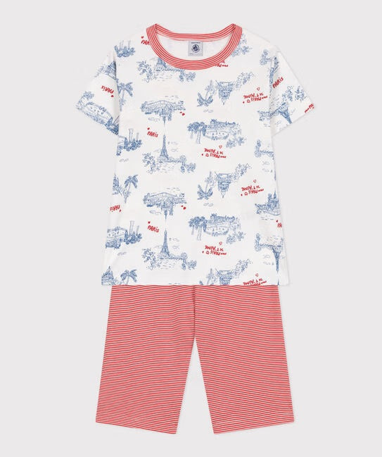 CHILDREN'S COTTON SHORT PYJAMAS PARIS PRINT